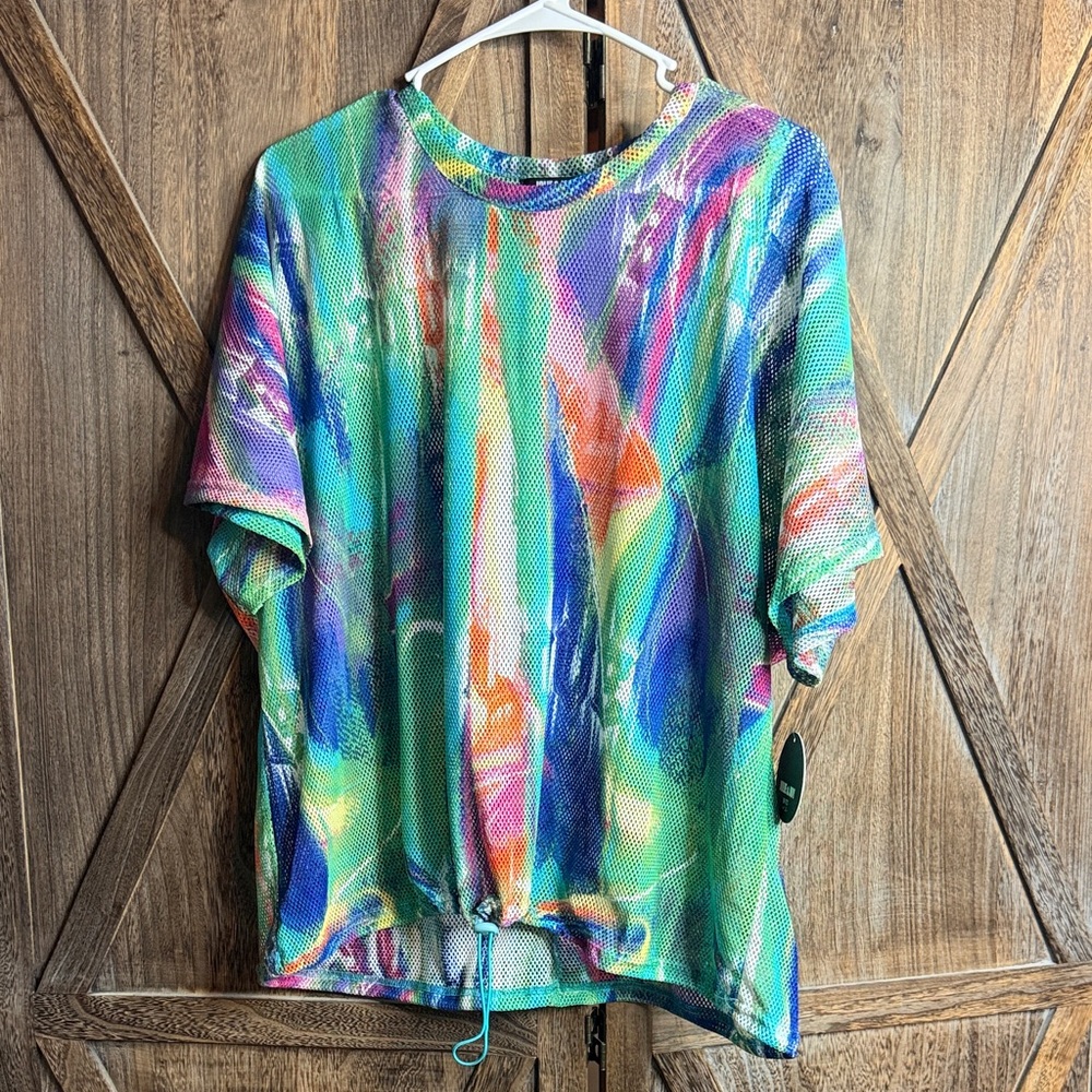 Colorful Abstract Print Net Women’s swim suit - cover up NWT